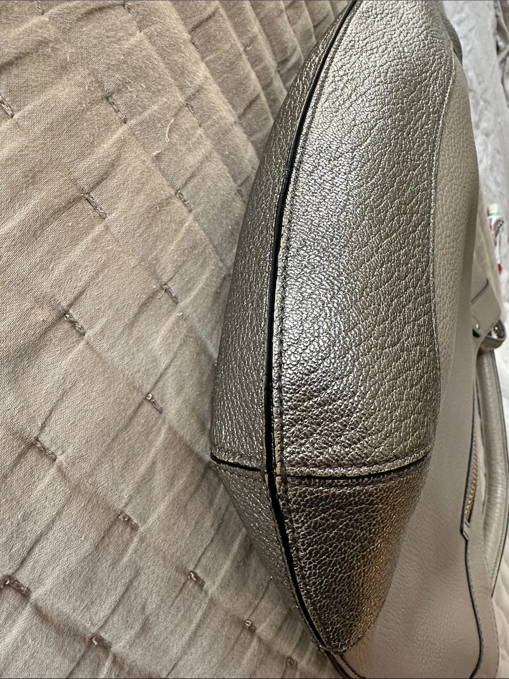 Anya Hindmarch Light Gray and Silver Leather Hobo